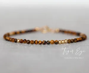 Delicate Tiger Eye Gemstone Bracelet - Capricorn Stone Bracelet