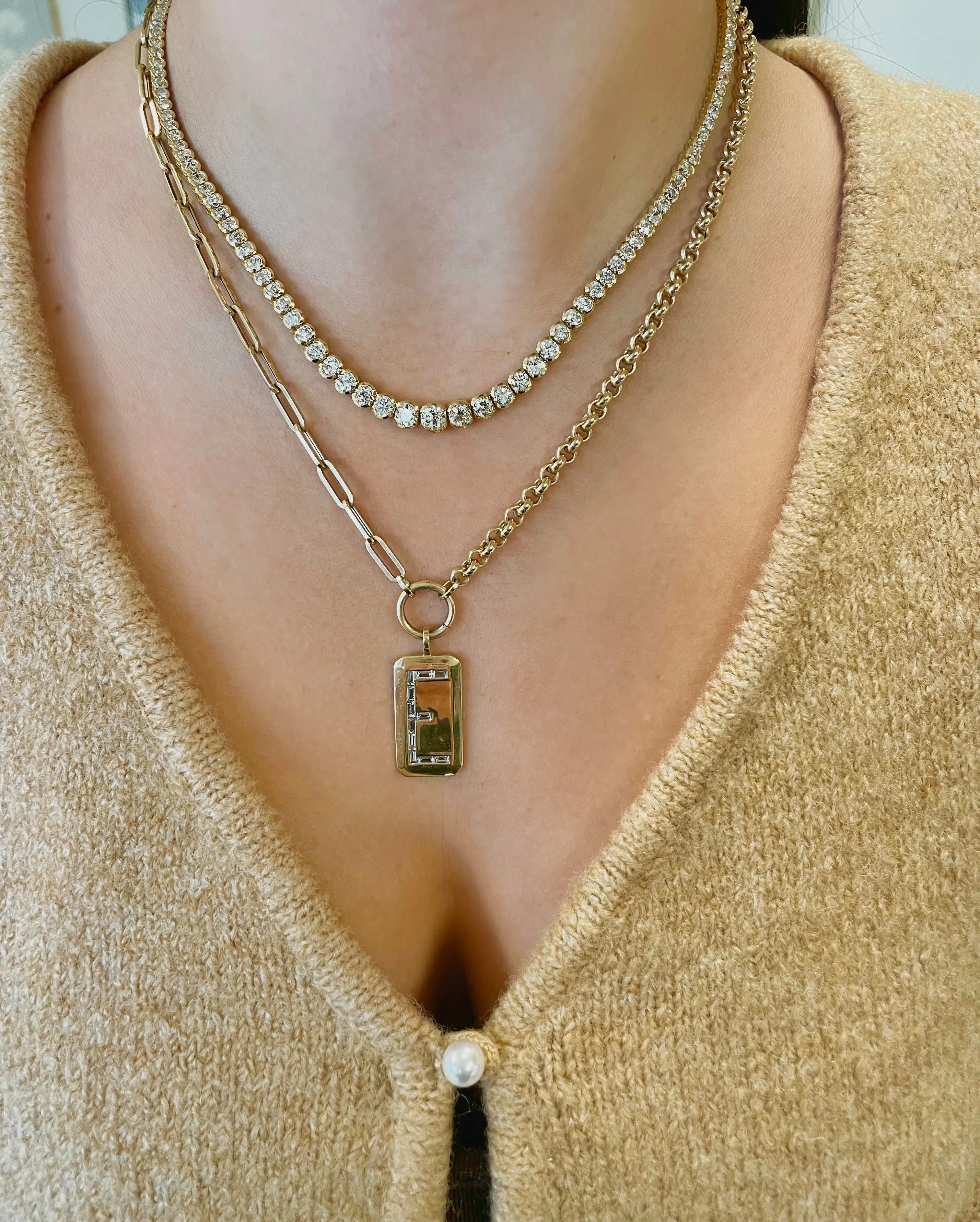 Diamond Baguette Initial Necklace