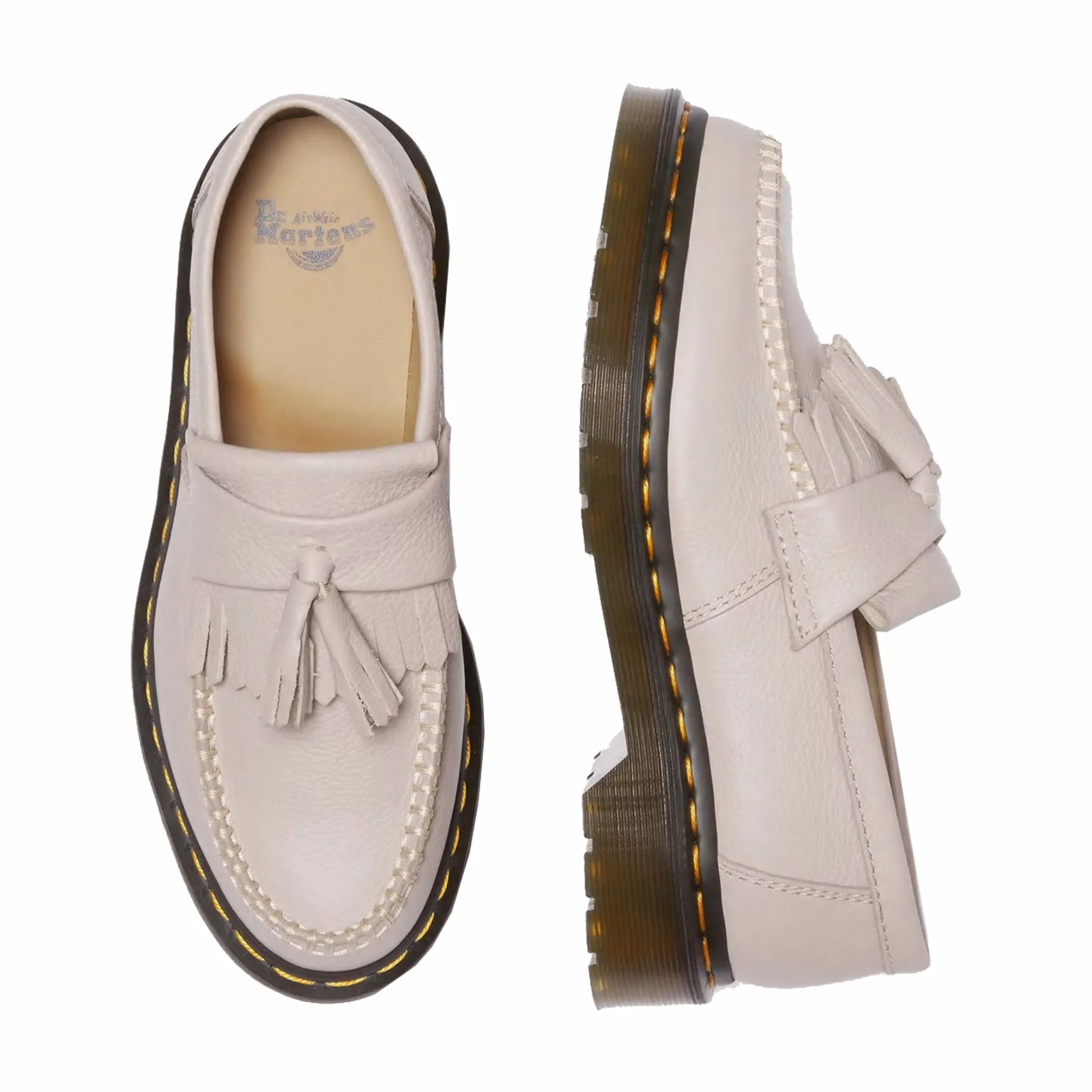 Dr. Martens Women's Adrian Virginia Leather Tassel Loafers (Vintage Taupe/Virginia)