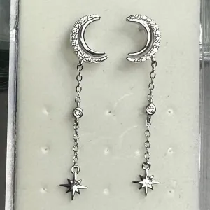 Earrings - Moon With Starburst