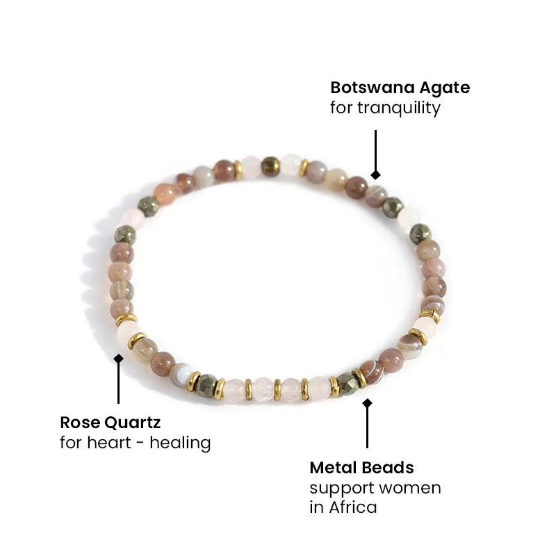 Earth Mother Bostwana Agate and Rose Quartz Delicate Bracelet