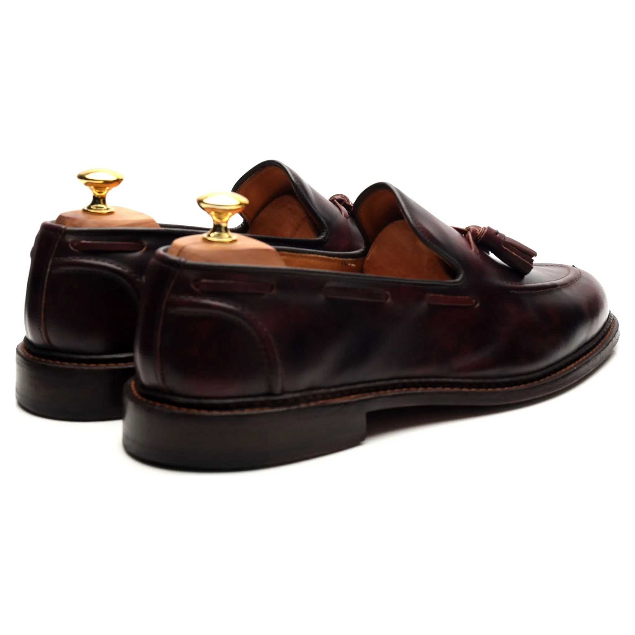 'Elton' Burgundy Museum Leather Tassel Loafers UK 11