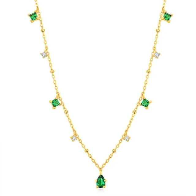 Exquisite Green Zircon Clavicle Chain Necklace Choker Necklace for Women Gifts Jewelry Vintage Design Necklace Wholesale