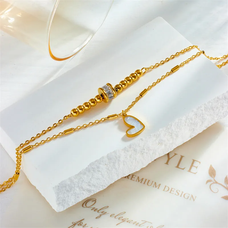 Fashion Jewelry Boho Classic Love Heart Ankle Chain Double Layer Chain Bracelet