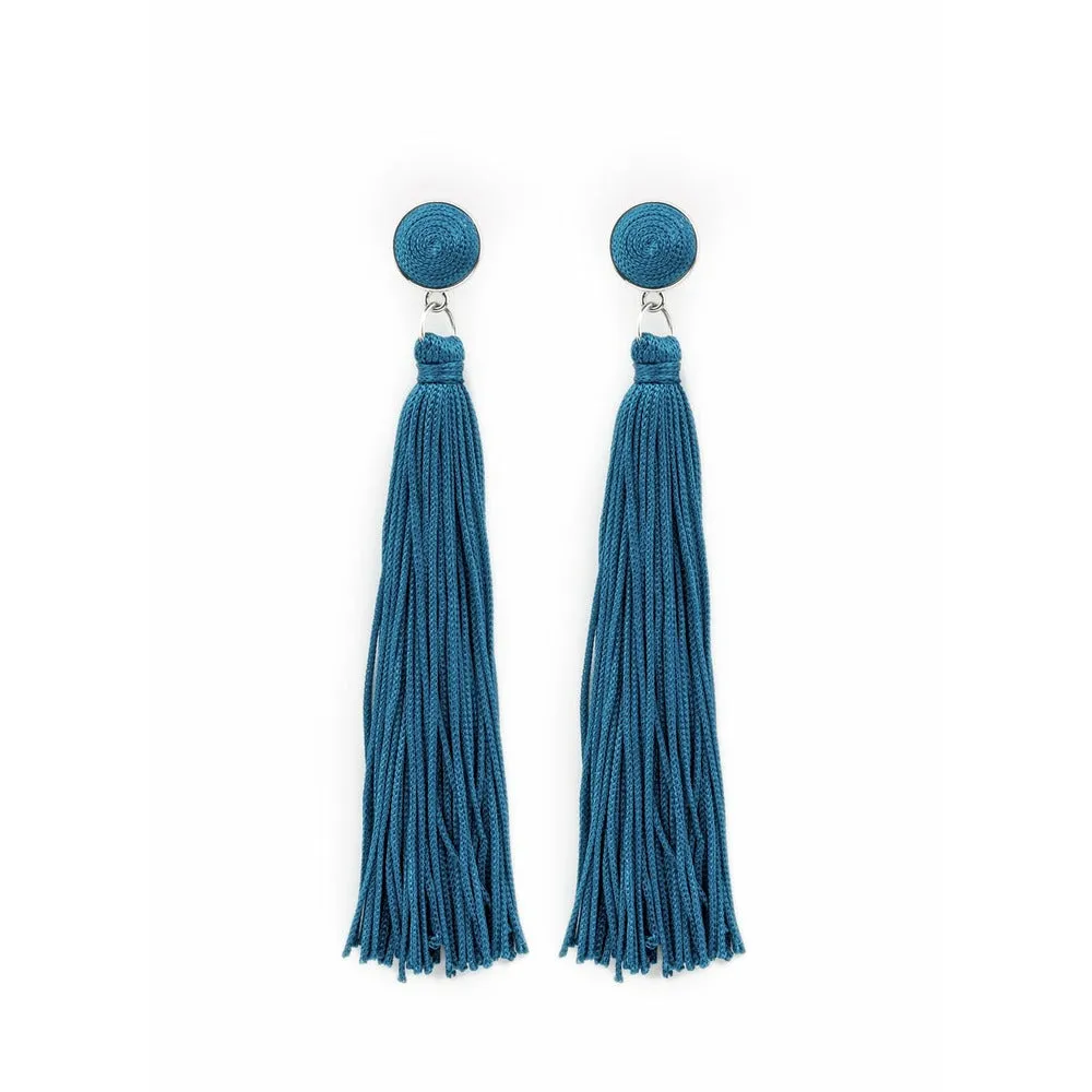 Flirtatious Blue Tassel Earrings