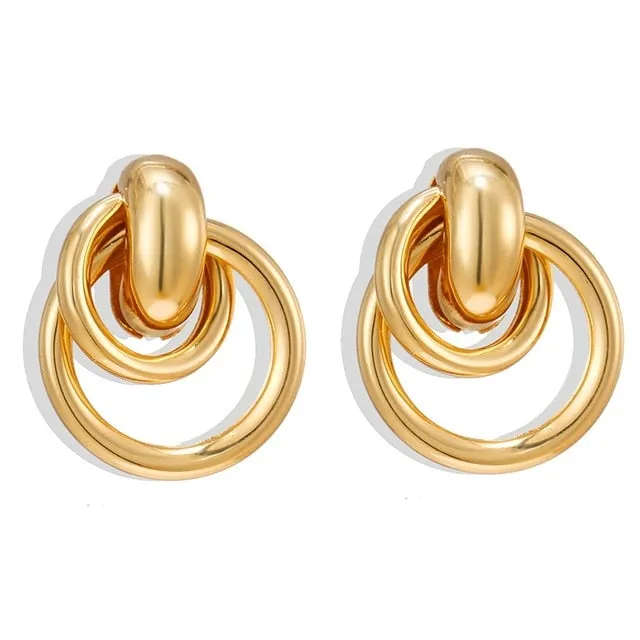 FNIO Fashion Vintage Earrings For Women Big Geometric Statement Gold Metal Drop Earrings 2020 Trendy Earings Jewelry Accessories