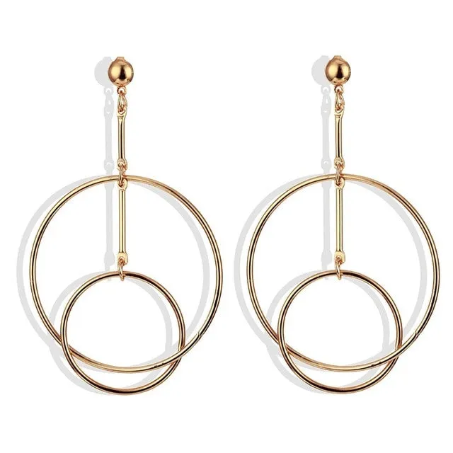 FNIO Fashion Vintage Earrings For Women Big Geometric Statement Gold Metal Drop Earrings 2020 Trendy Earings Jewelry Accessories