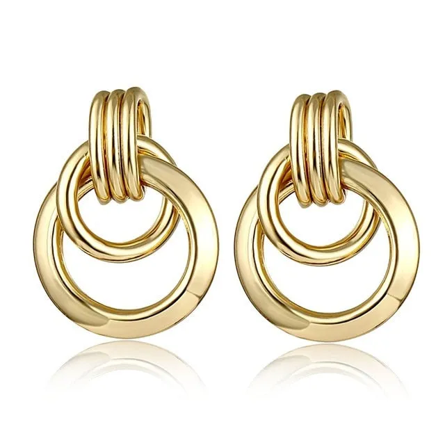 FNIO Fashion Vintage Earrings For Women Big Geometric Statement Gold Metal Drop Earrings 2020 Trendy Earings Jewelry Accessories