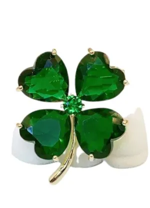 Four-leaf Clover Emerald Brooch