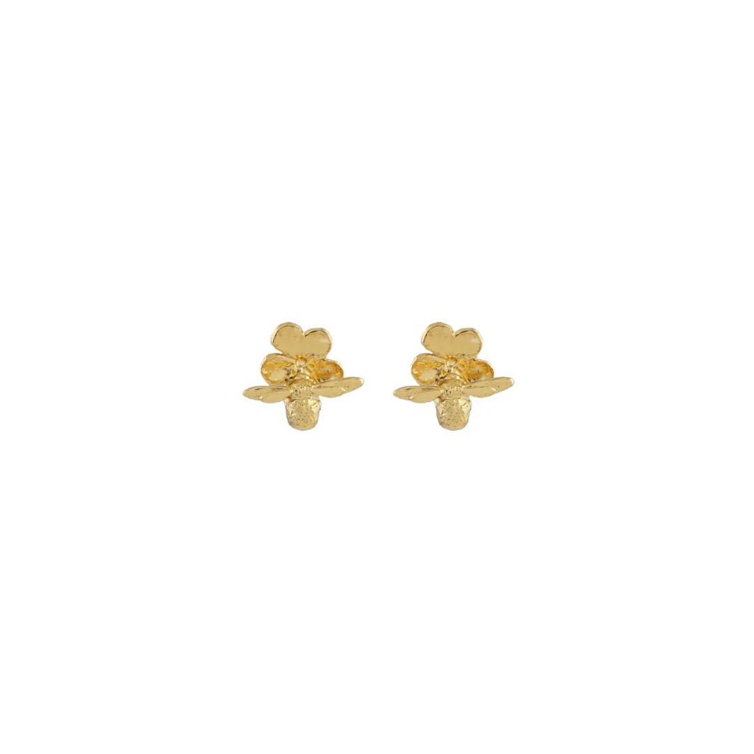 Gold Forget Me Not Studs with Itsy Bitsy Bee