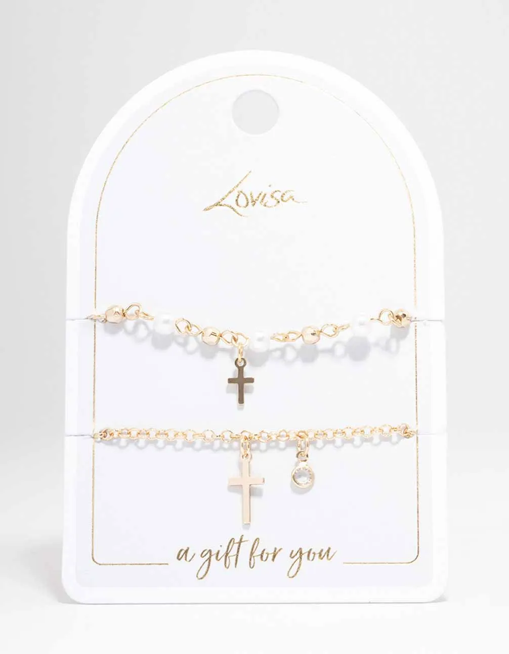 Gold Pearl Cross Bracelet Pack