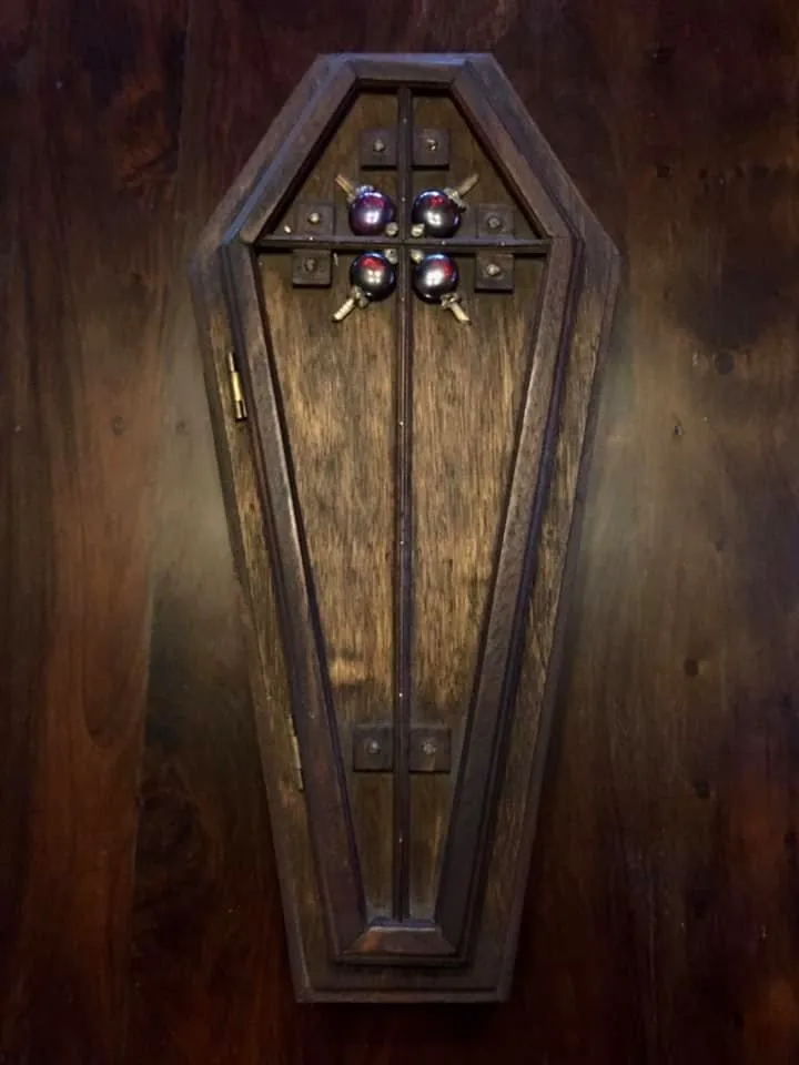 HANDCRAFTED DARK WOOD COFFIN