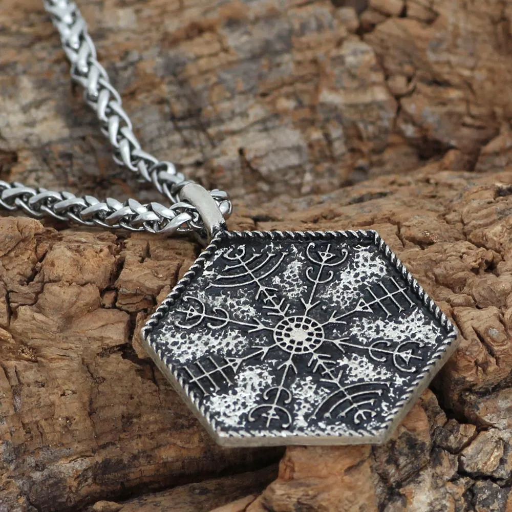 Hexagon Vegvísir Necklace