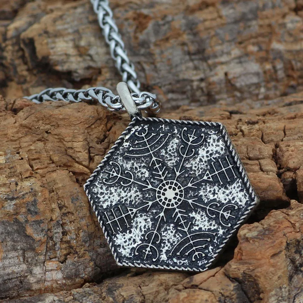 Hexagon Vegvísir Necklace