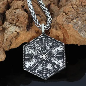 Hexagon Vegvísir Necklace