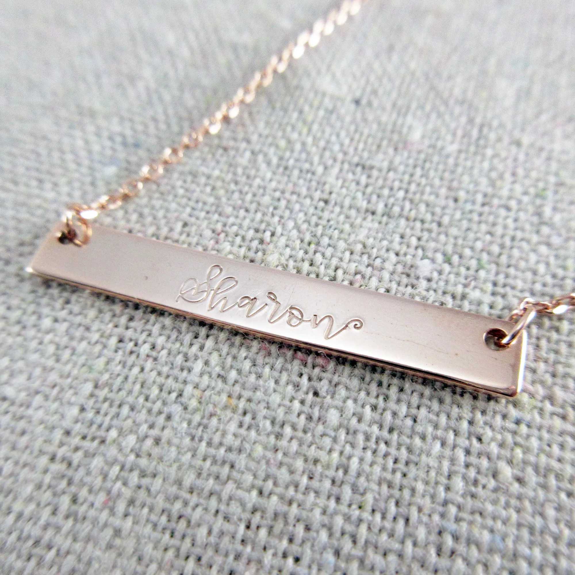 Horizontal Bar Nameplate Necklace