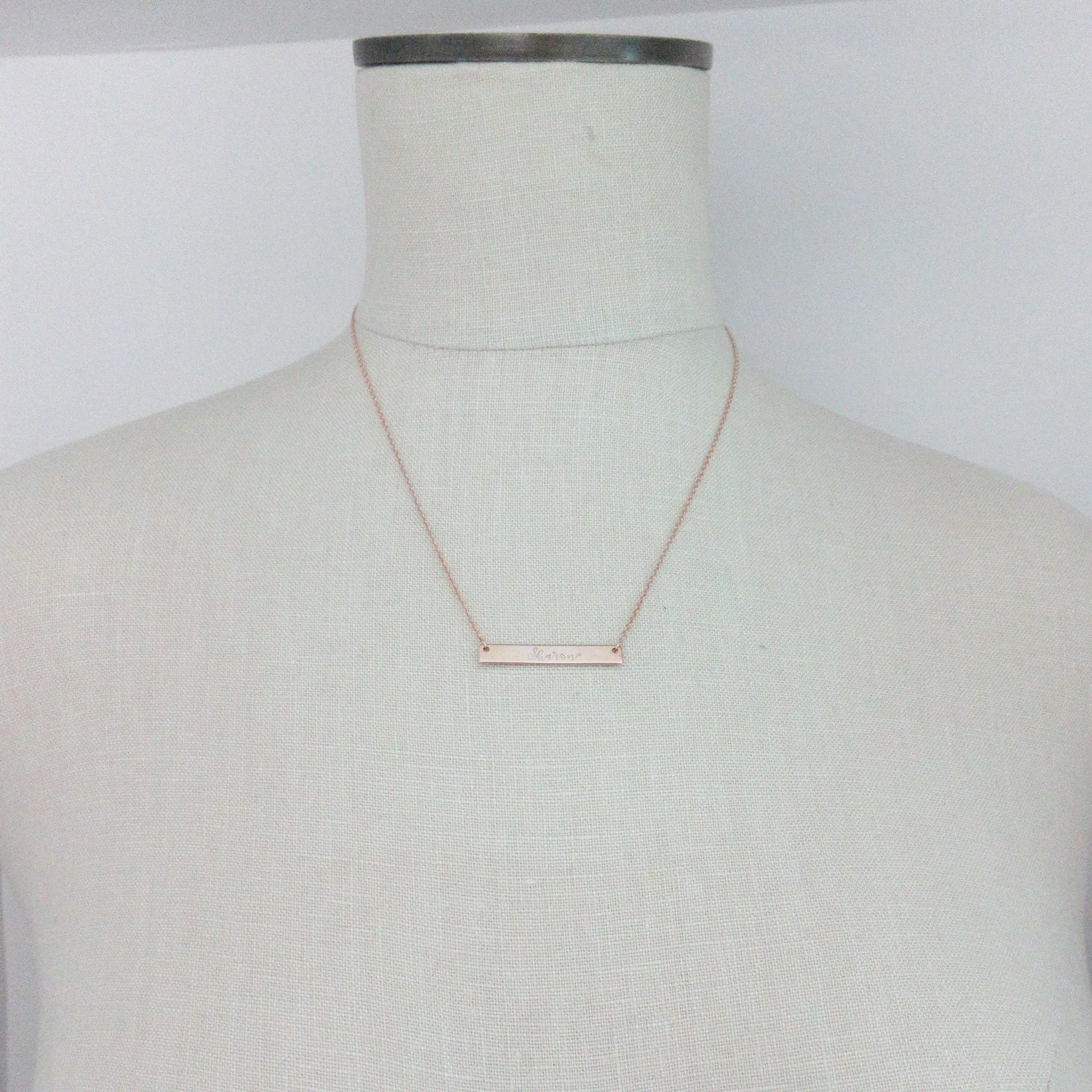 Horizontal Bar Nameplate Necklace