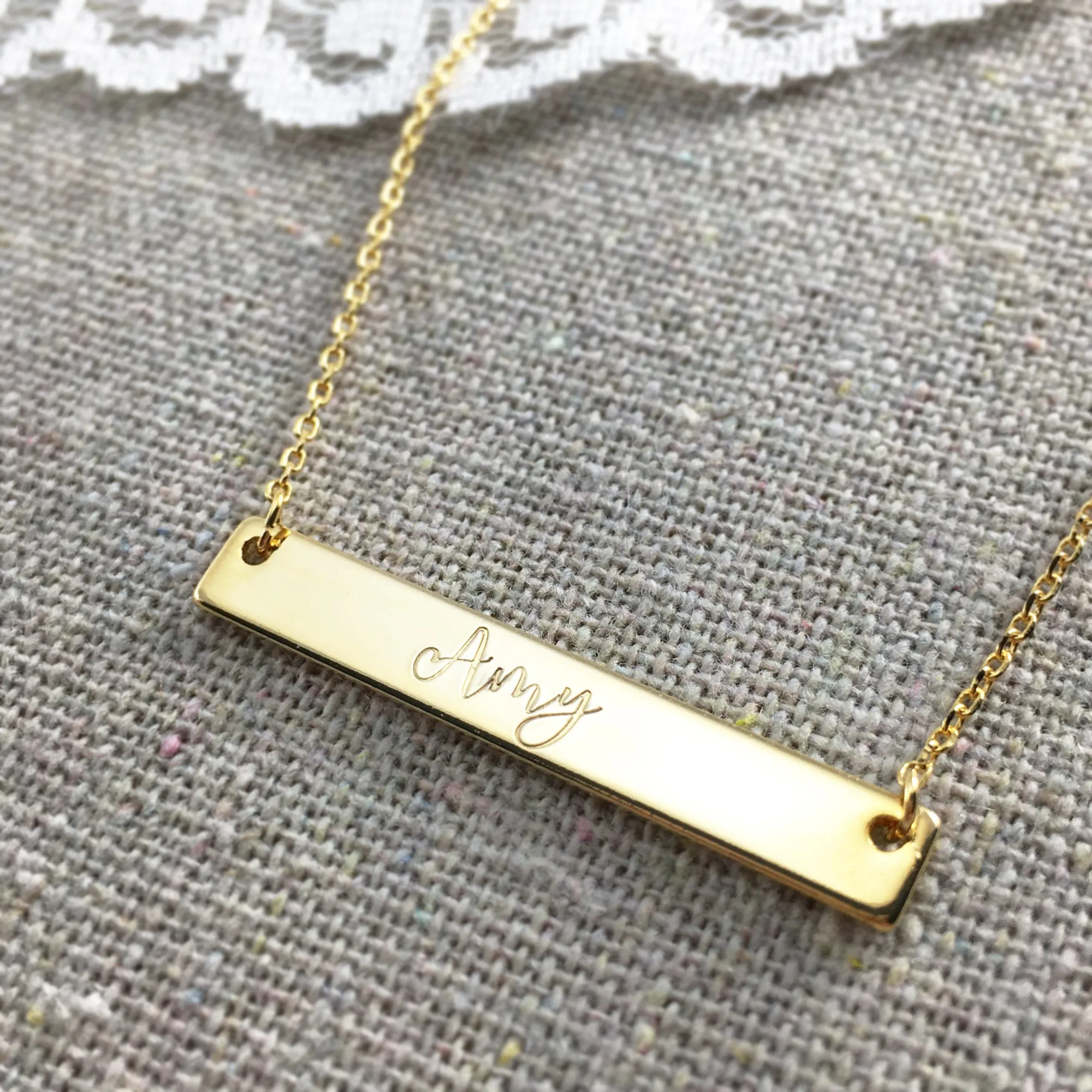 Horizontal Bar Nameplate Necklace