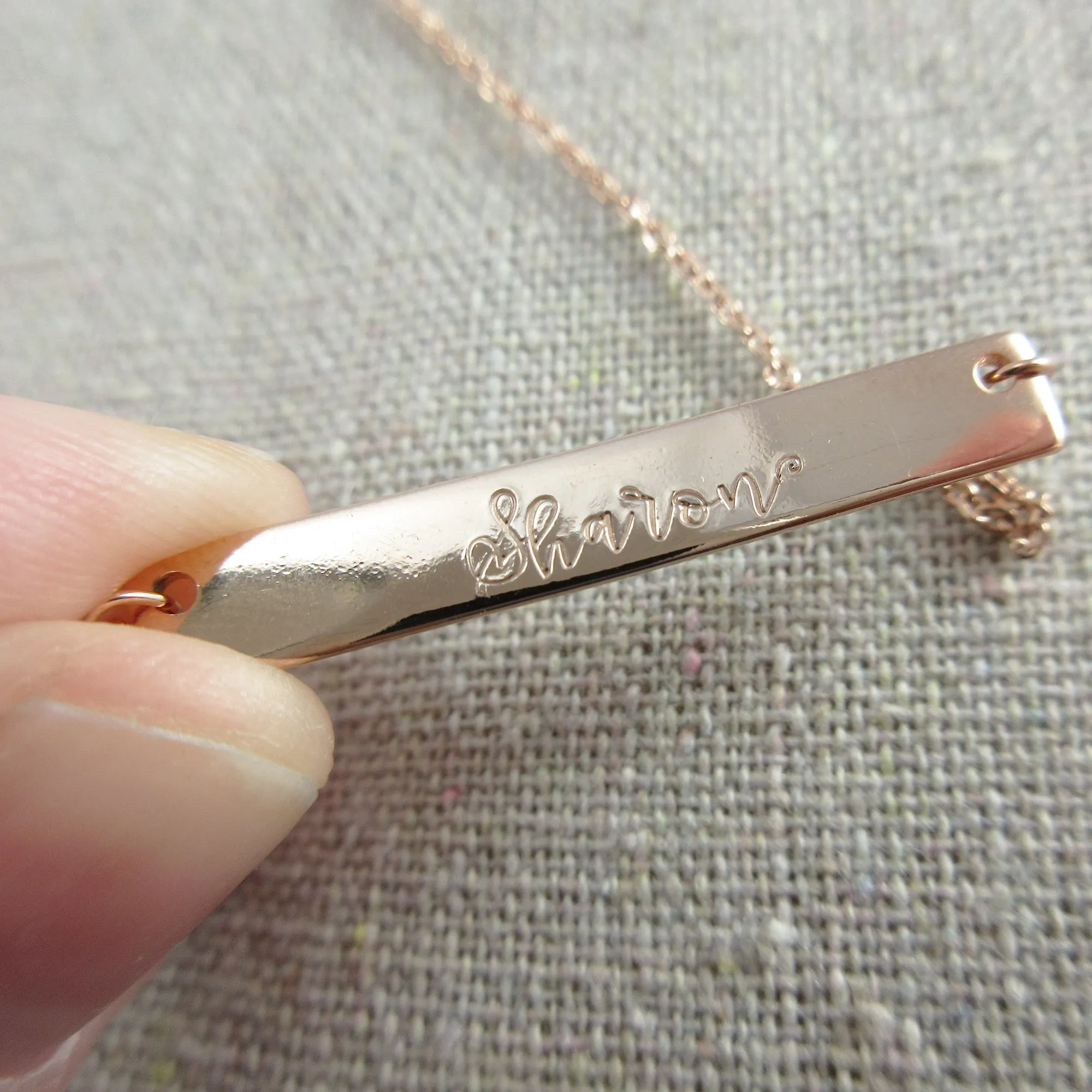 Horizontal Bar Nameplate Necklace