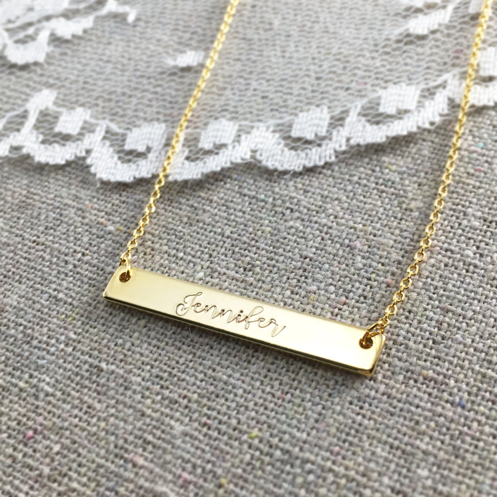 Horizontal Bar Nameplate Necklace