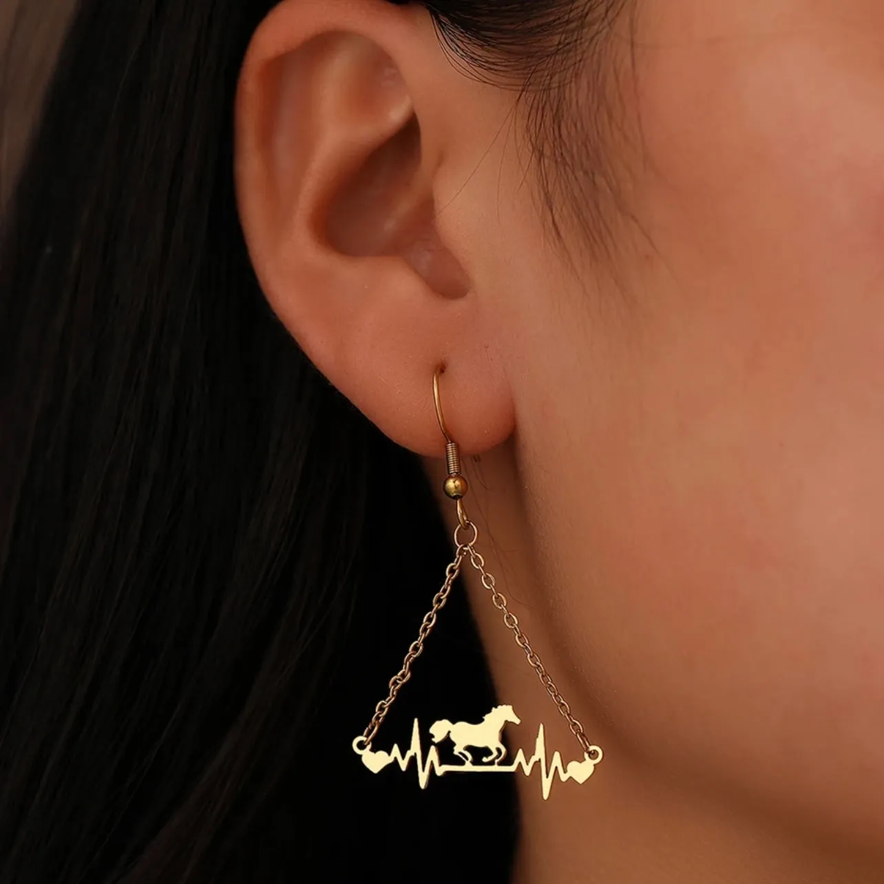 Horse Earrings - Delicate Horse Jewelry, Handmade Earrings, Delicate Jewelry, Horse Accessories