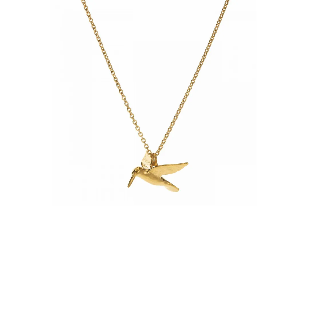 Hummingbird Necklace in Gold Plate