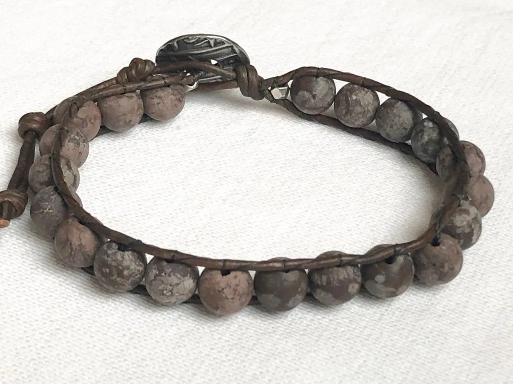 Jasper Bracelet - Jasper Jewelry - Men's Jewelry - Men's Bracelet - Jasper Wrap Bracelet - Women's Bracelet - Brown Bracelet -Boyfriend Gift