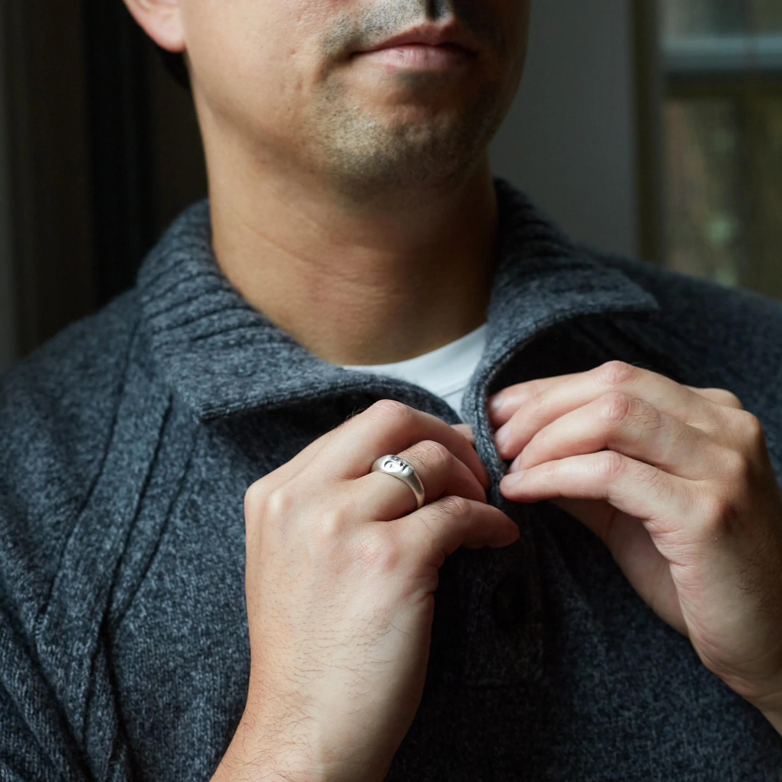 Large Grey Lady Cameo Ring