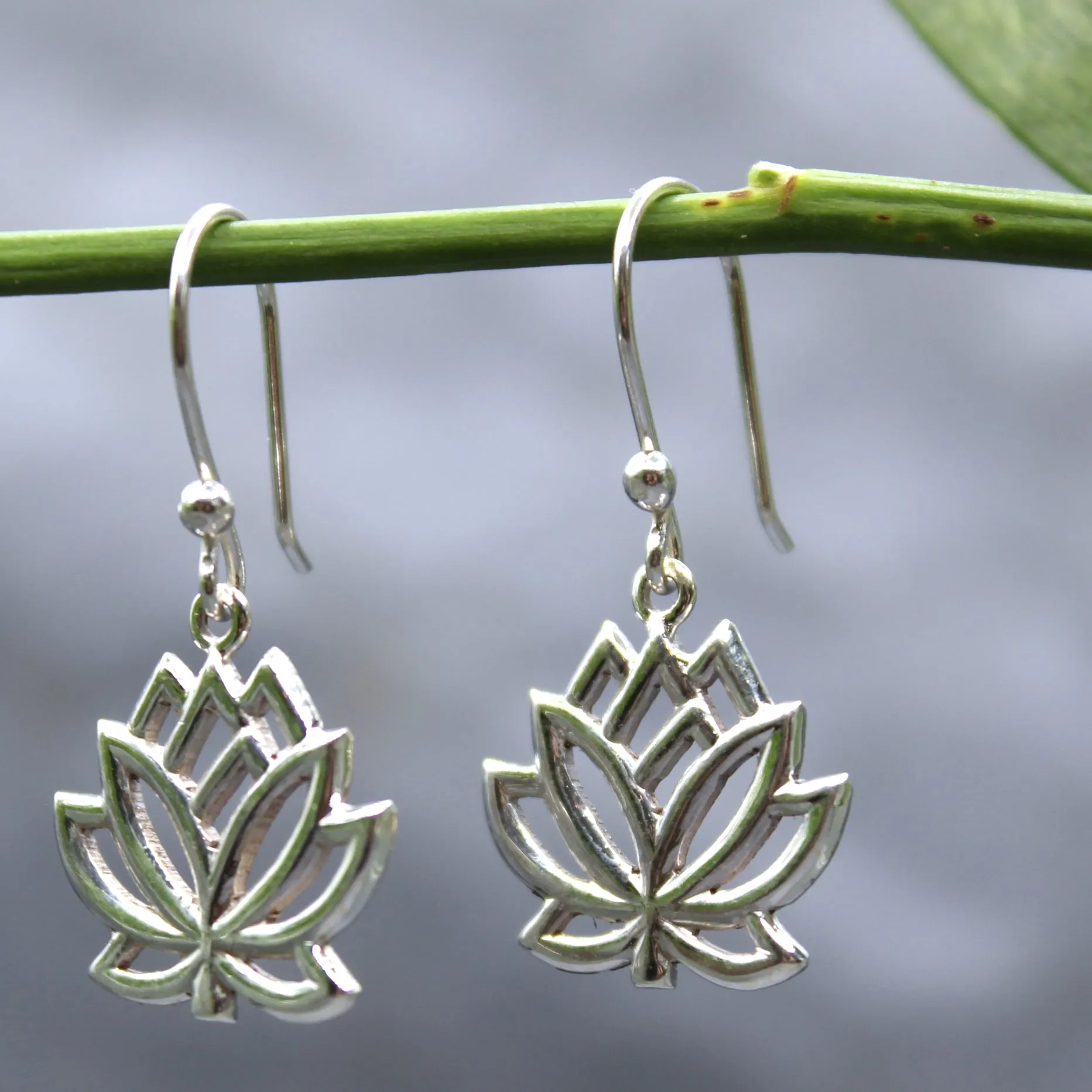 Lotus Flower Silver Earrings