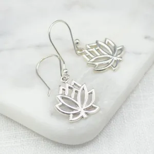 Lotus Flower Silver Earrings