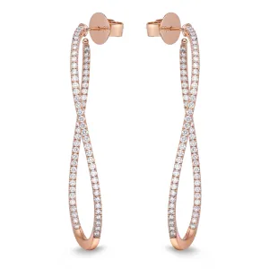 Memoire 18k Rose Gold Twist Diamond Hoop Earrings