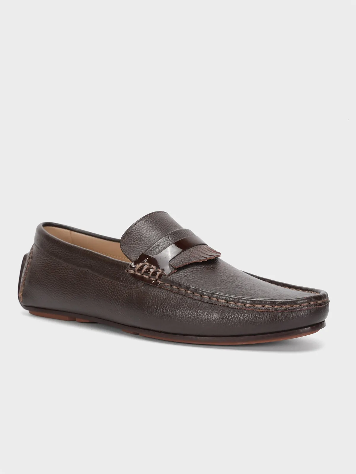 Mens "TRINITY" Leather Rounded Toe Moccasins