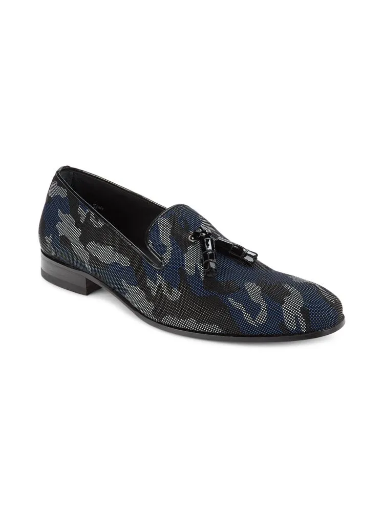 Mezlan Camouflage Tassel Loafers, Blue