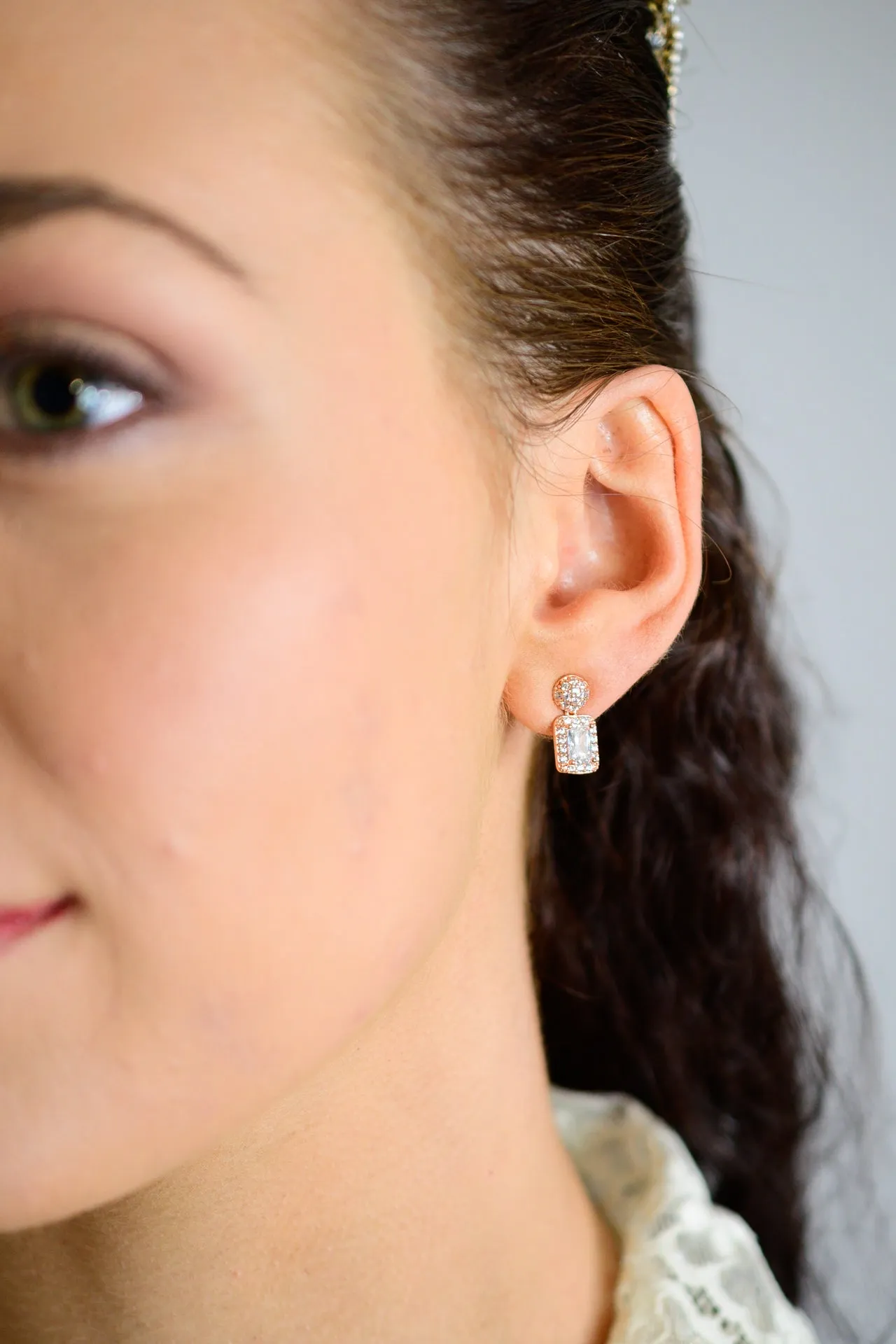 Mini Swarovski Crystal Emerald Cut  Earrings