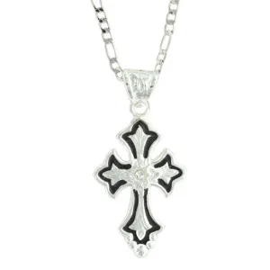 Montana Silvermiths Men's Flower on Silver and Black Cross Fleury