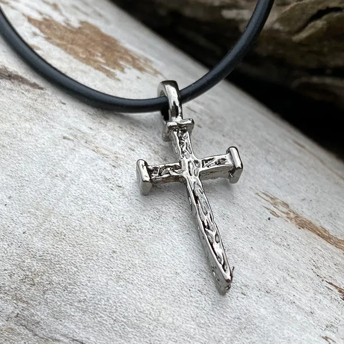 Nail Cross Gunmetal Necklace