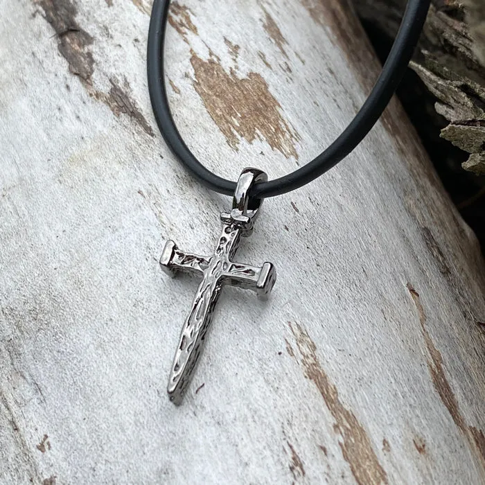 Nail Cross Gunmetal Necklace