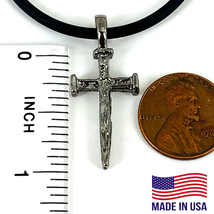 Nail Cross Gunmetal Necklace