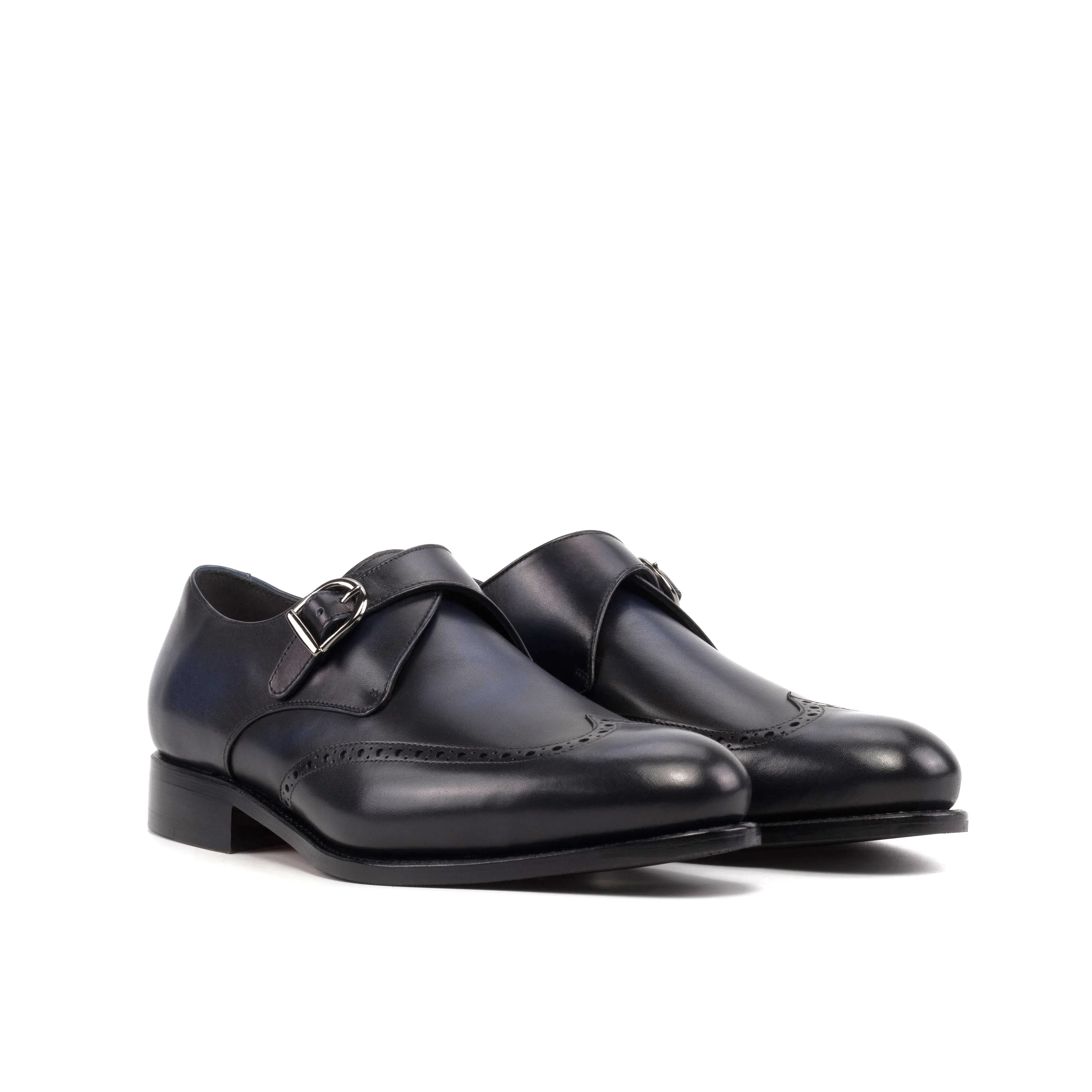 Navy Single Monk Strap Shoes