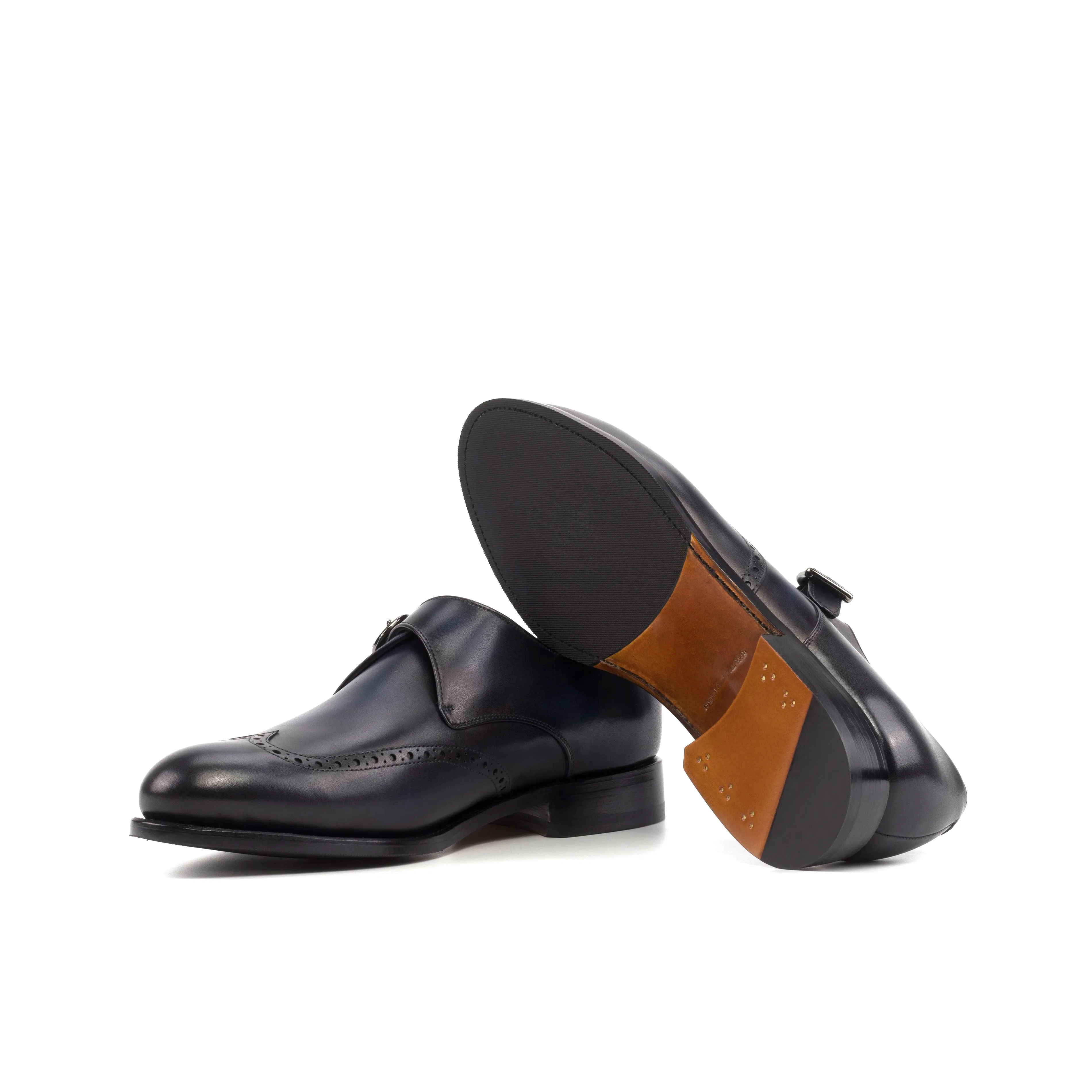 Navy Single Monk Strap Shoes