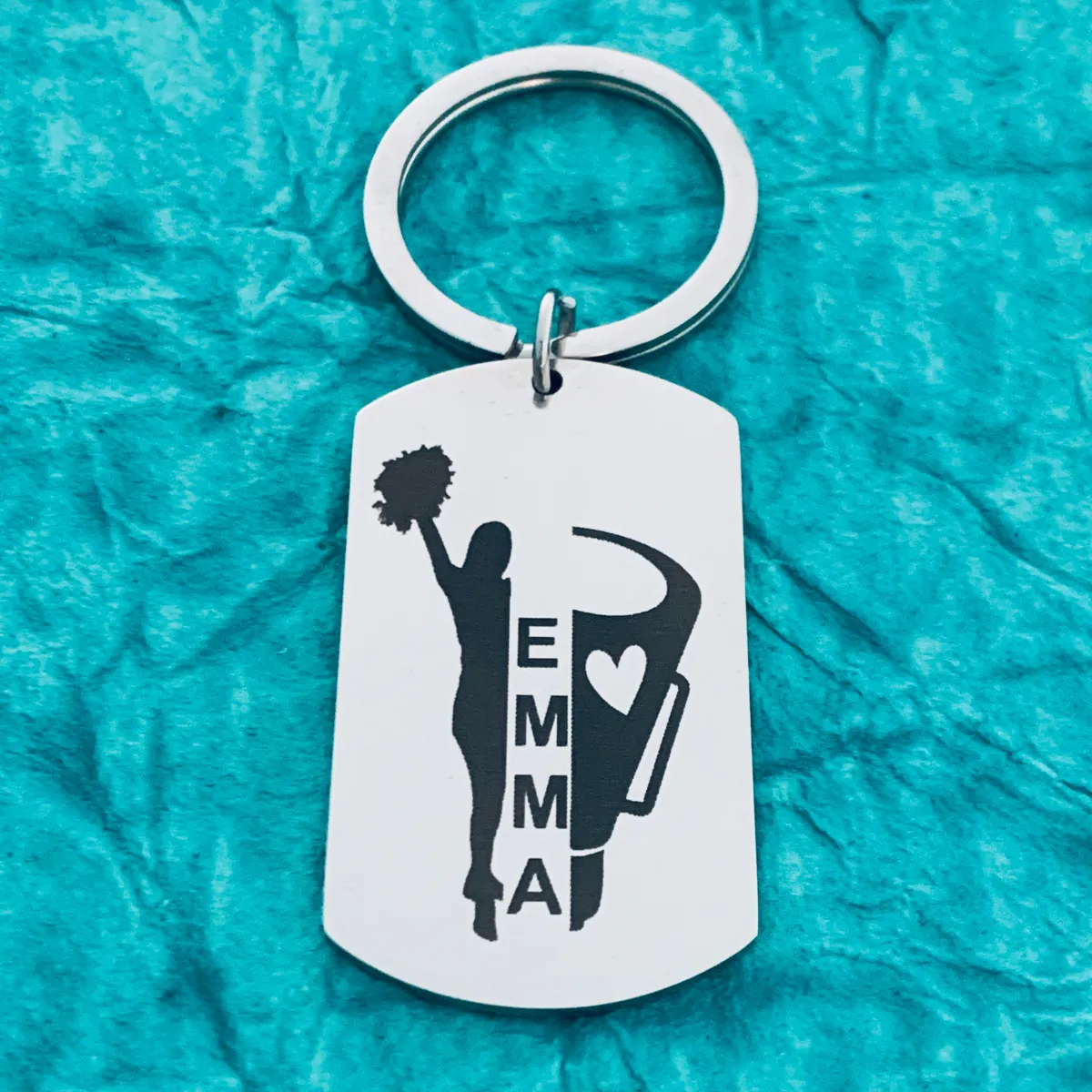 Personalized Cheerleading Engraved Keychain