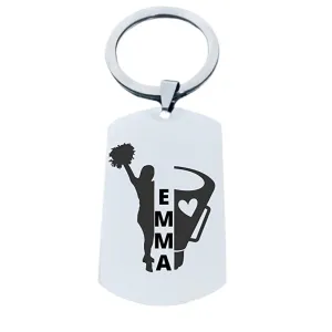 Personalized Cheerleading Engraved Keychain