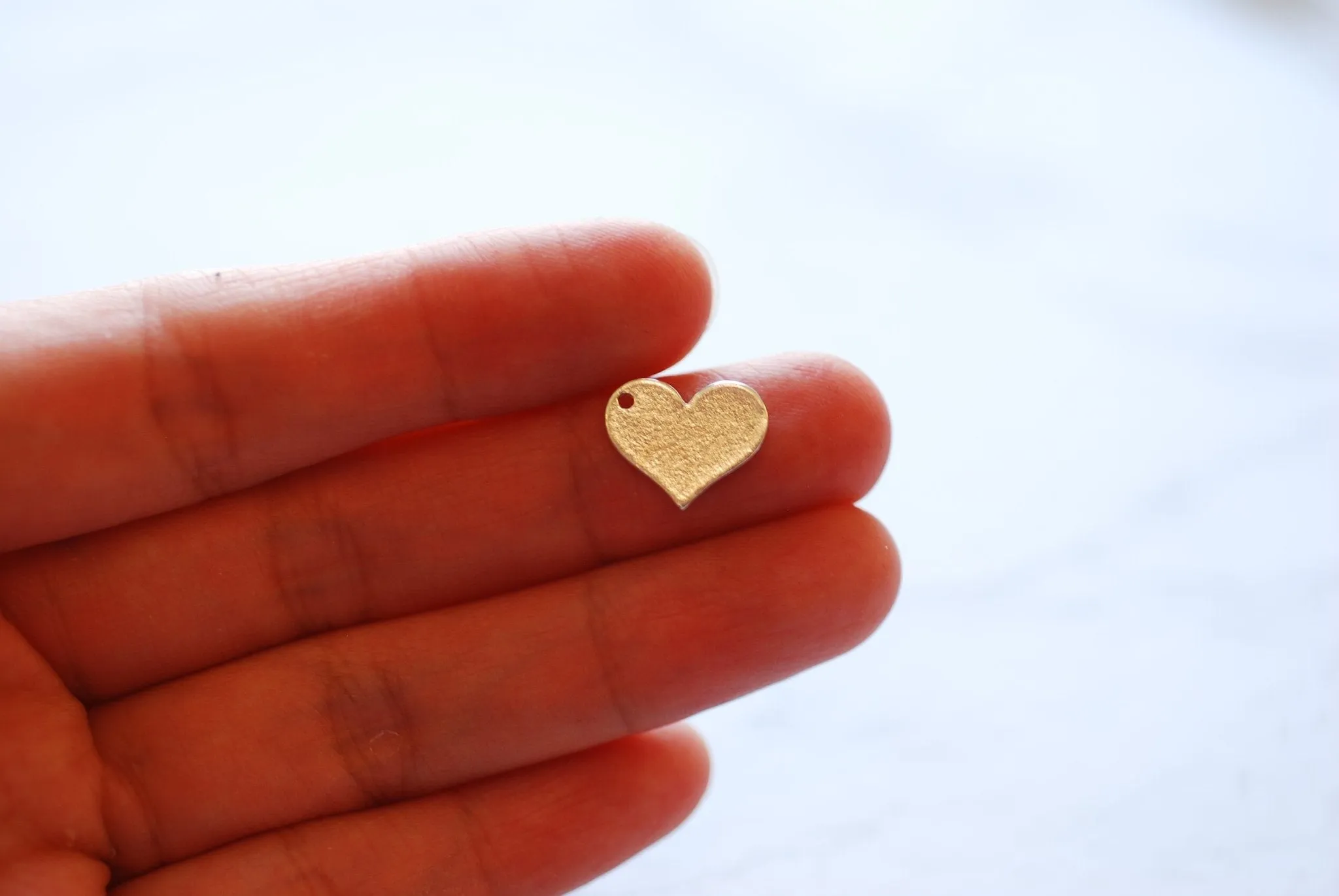 Personalized Heart Wholesale Blank Charm - 18k Gold vermeil plated over 925 Sterling Silver, Stamping Heart Blank, 13x11mm Name Plate, Engraving, 487