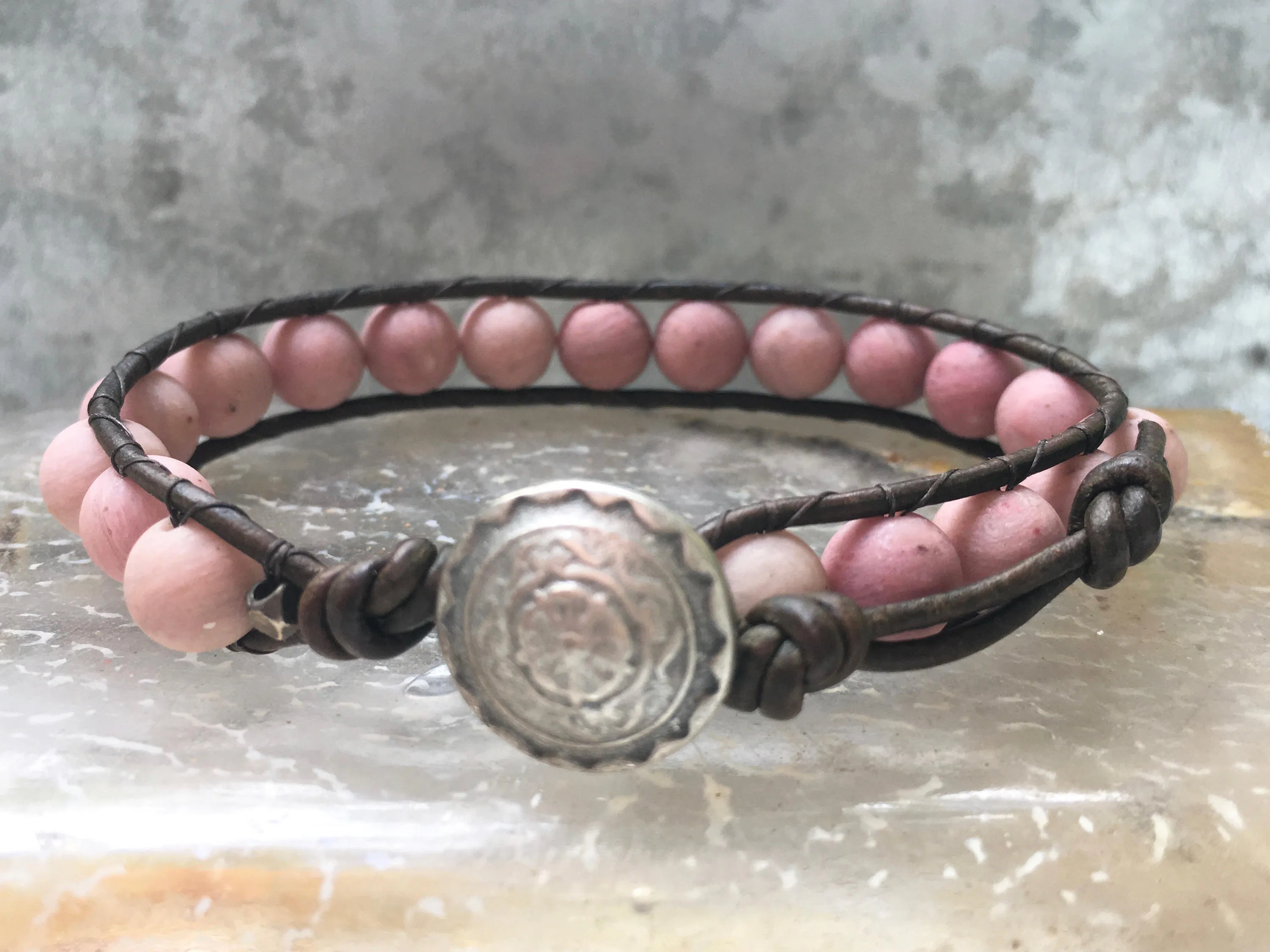 Pink Rhodonite Bracelet- Matte Pink Rhodonite - Rhodonite Jewelry - Pink Bracelet - Girlfriend's Gift - Women's Jewelry - Men's Jewelry