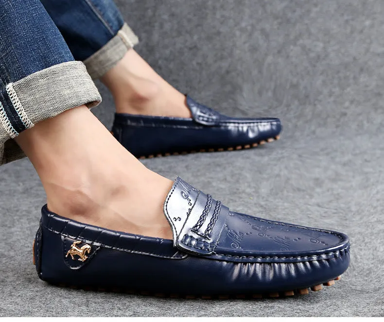 Plus Size Driving Shoes Authentic Leather Loafers Men