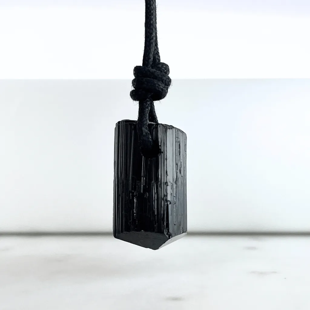 Raw Black Tourmaline Nugget Pendant - Luck Strings