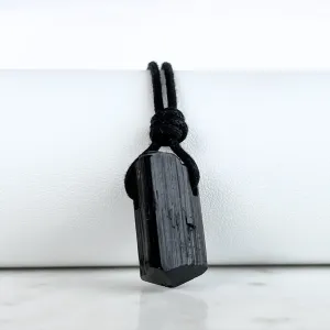 Raw Black Tourmaline Nugget Pendant - Luck Strings