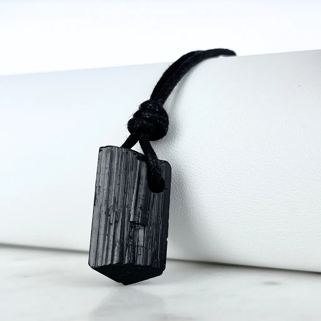 Raw Black Tourmaline Nugget Pendant - Luck Strings