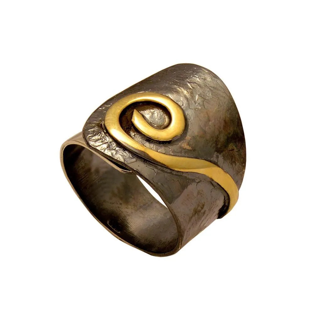 Ring in Sterling Silver with Decorative Black Patina (Oxidation) (DM-36)