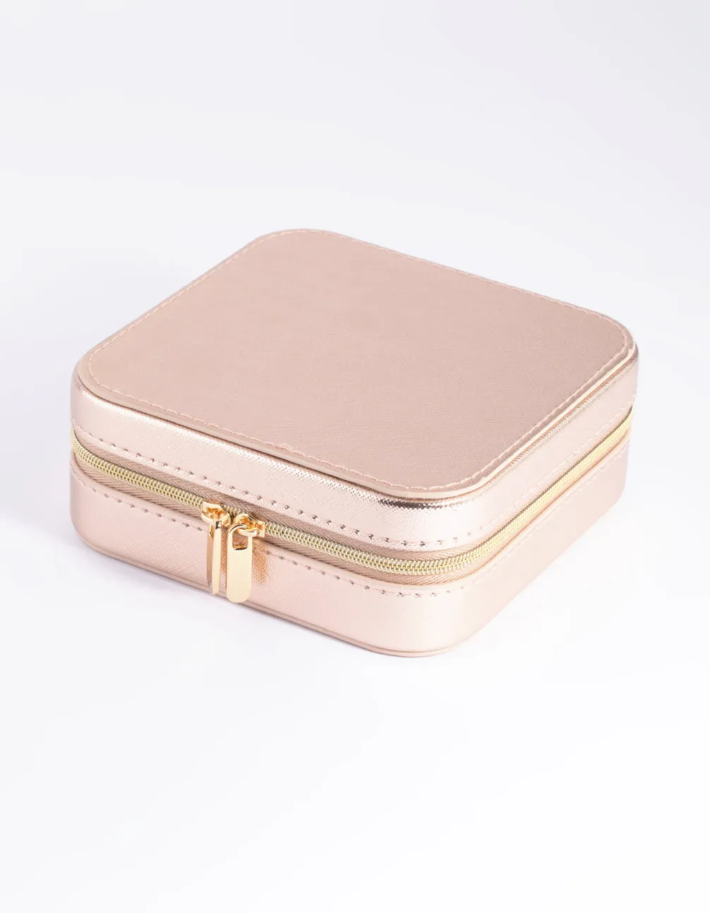 Rose Gold Faux Leather Iridescent Jewellery Box